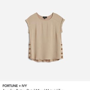 NWT Fortune and Ivy Angelina Mixed Material Top